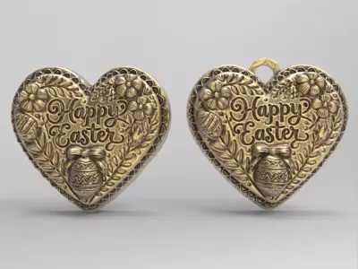 happy easter heart shape decor  3D print model