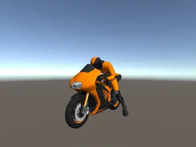 Low Poly Racing Bike With Rider-4 Low-poly 3D model