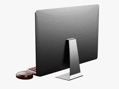 Wireless Pc Set Monitor Keyboard Mouse Red Wine Version 3D model