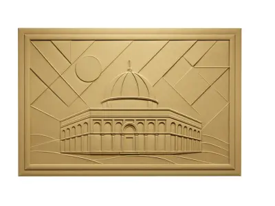 3d modern Dome of the Rock 3D Wall Panel Relief CNC 02  3D model