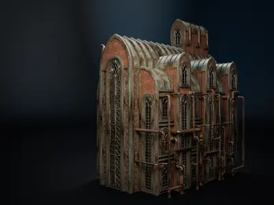 STEAMPUNK INDUSTRIAL BUILDING 9 Low-poly 3D model