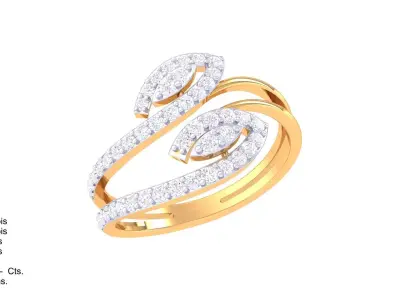 Elegant Marquise Pave Crossover Ring CAD File for Casting 3D print model