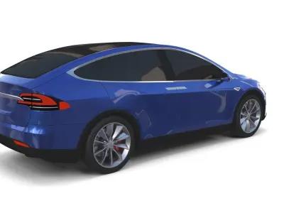 Tesla Model X with Chassis Blue 3D model