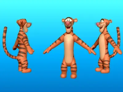 Tigger jumping in air 3D model