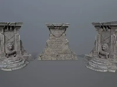 Lion fountain Low-poly 3D model
