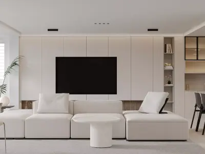 Modern living room dining room interior scenes 152 3D model
