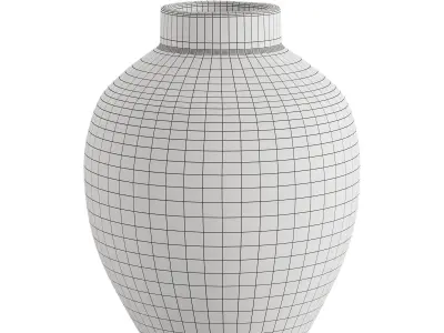 Etched Ivory Ceramic Urn Vase 3D model