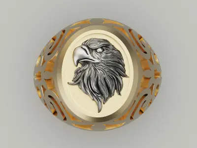 Eagle ring silver gold jewelry printable 3D model 3D print model
