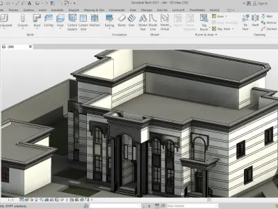 villa neoclassical   Low-poly 3D model
