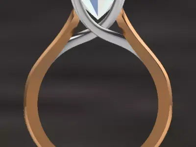 single solitair ring  ovel diamond 3D print model