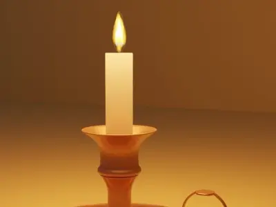 Candle holder with animated lit candle Free low-poly 3D model