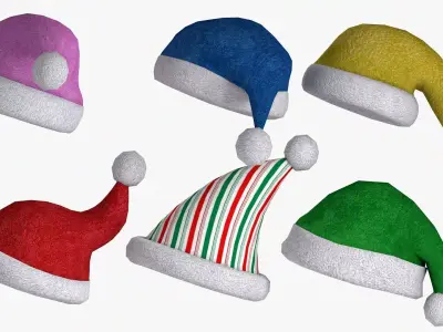 Stylized Santa and Holiday Hat Pack Low-poly 3D model