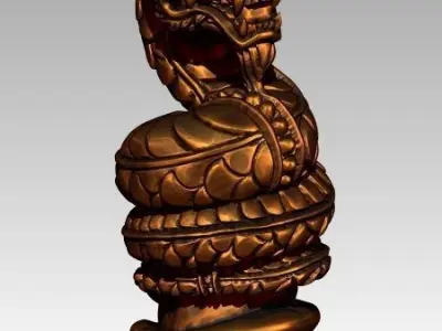NAKA Amulet Snake Tiny  Chinese Zodiac Charm talisman 3D print model