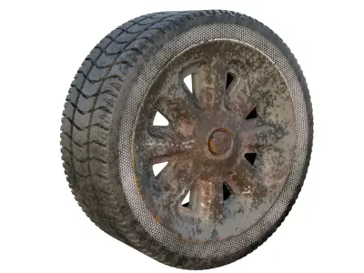 Dirty wheel and rim 3D model
