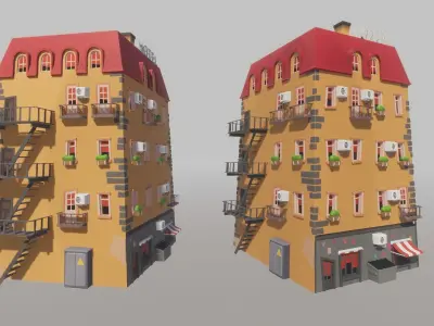 Cartoon house generator Low-poly 3D model