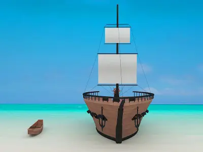 Old Ship Low-poly 3D model