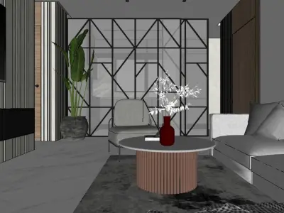 sketchup modern interior design  apartement  3D model