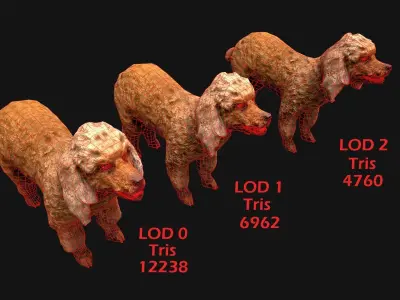 Dog Cockapoo  Cocker Spaniel Mix Poodle Low-poly 3D model