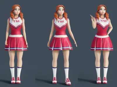 Cartoon cheerleader Rigged Rigged Blender  Low-poly 3D model