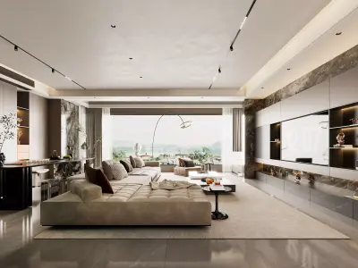 Modern living room 3D model 3D model