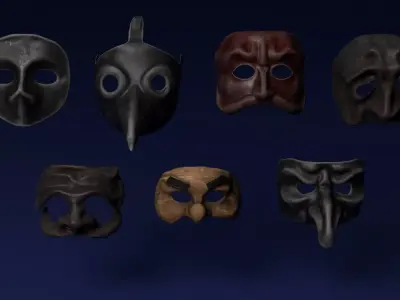 Italian Masks Low-poly 3D model