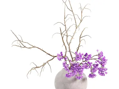 Decorative ceramic vase with white orchid flowers 3D model