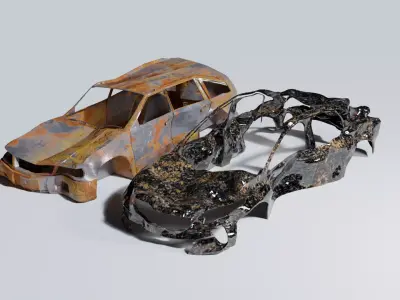 destroyed cars Low-poly 3D model from CGTrader