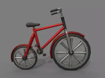 Bicycle  Red Low-poly 3D model