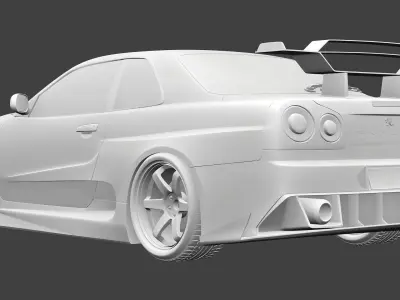 Nissan GT-R R34 Concept GT-R R36 Widebody Low-poly 3D model