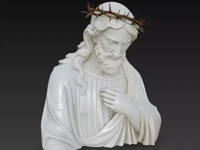 Blessed Christ in Reverence - Crown of Thorns Marble Bust 3D 3D print model