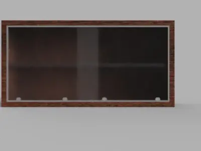 Wooden Wall Cabinet with Sliding Glass Doors 3D Model Low-poly 3D model