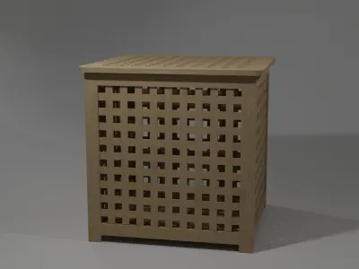 Wooden Box Low-poly 3D model 7