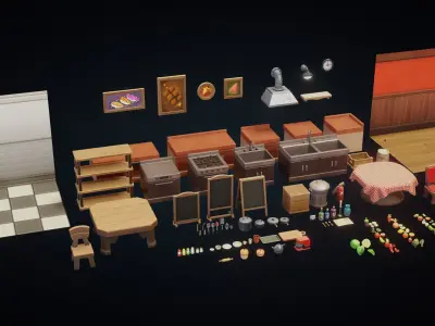 Stylized Kitchen Pack - Game-Ready 3D Assets Low-poly 3D model