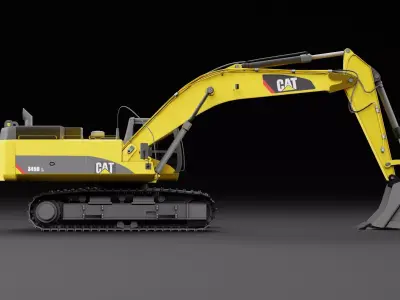 Cat 345 Tractor Low-poly 3D model