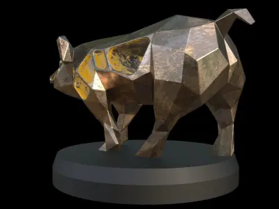 Steampunk Pig Pose Low-poly 3D model