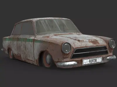 Abandoned Car - Ford Lotus Cortina Low-poly 3D model