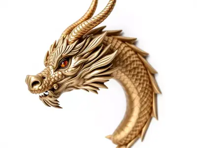 Majestic Golden Dragon model pack Low-poly 3D model