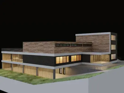 Villa with aquarium pool  3D model