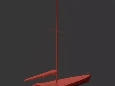 Modern Performance Sailing Yacht with Teak Deck 3D model 3D model