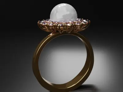 Pearl Diamond Ring Free 3D print model