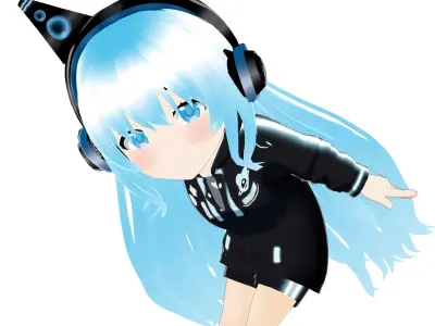 Gamer Girl - Chibi Low-poly 3D model