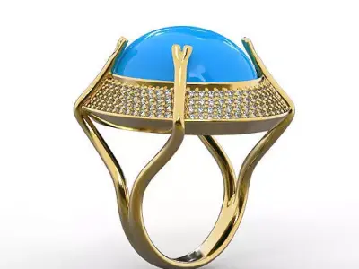 Crab prong oval gem ring 3D print model