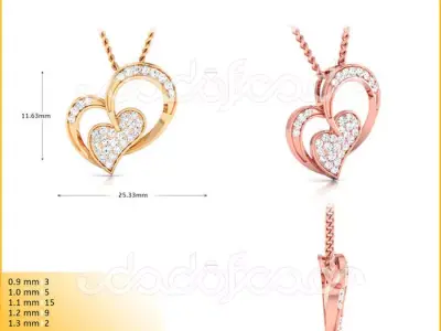 light weight yellow  gold diamond pendent -DOC-P8089 3D print model