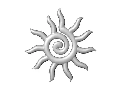 Sunburst scroll swirl rays onlay relief molding 3D print model