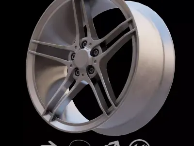 Sport Car Rim 2 Game-Ready 3D Model Low-poly 3D model