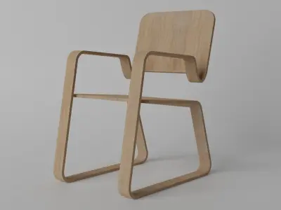 Modern Wooden Chair Low-poly 3D model