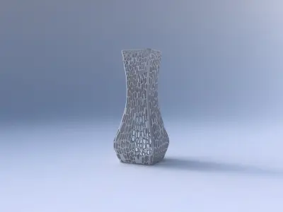 Vase larger opening rectangle with dense twisted organic lattice 3D print model