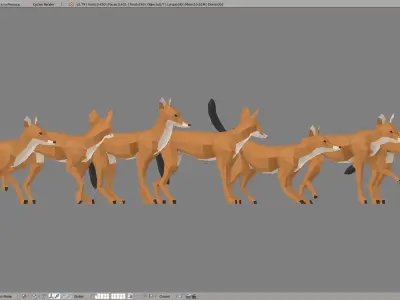 Dhole orange fox Low-poly 3D model