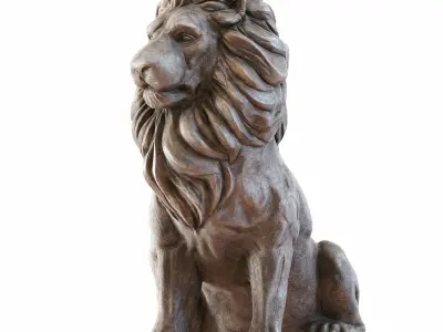 Sitting Lion statue PBR Lowpoly Low-poly 3D model