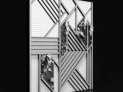 Wooden panels and vertical garden 3 3D model